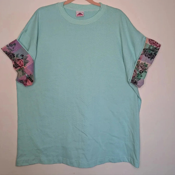 80s Lady Footlocker Crewneck Contrast Shirt Sleeve Cotton Top Size  Large - Picture 10 of 12